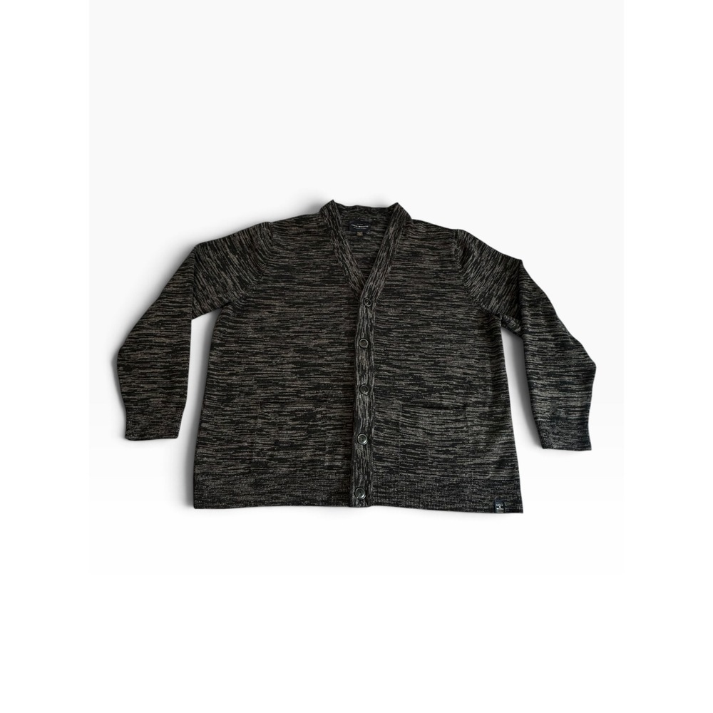 Lucky Brand Cardigan Mens XXL Black Grey Space Dye Cotton 7MD5327